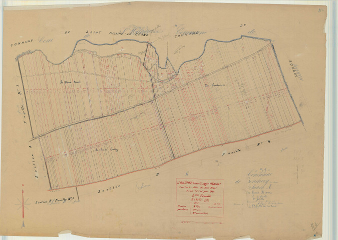 Jonchery-sur-Suippe (51307). Section A2 échelle 1/2000, plan mis à jour pour 1934, plan non régulier (papier)