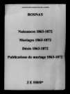 Rosnay. Naissances, mariages, décès, publications de mariage 1863-1872