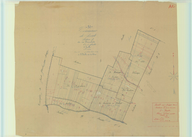 Boult-sur-Suippe (51074). Section A2 2 échelle 1/2500, plan mis à jour pour 1934, plan non régulier (papier).