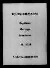 Tours-sur-Marne. Baptêmes, mariages, sépultures 1711-1720