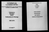 Tauxières. Naissances, mariages, décès, publications de mariage 1863-1872